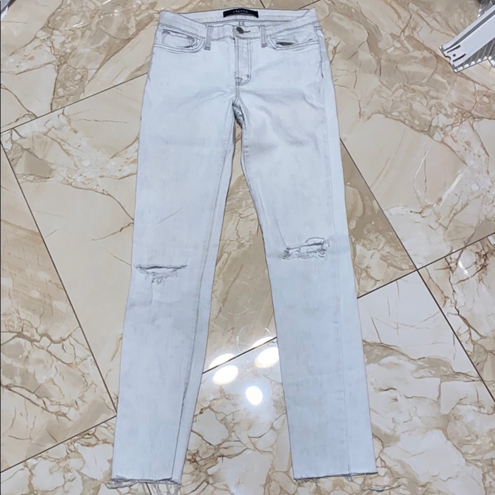 J BRAND Hysteria Distressed White Washed Skinny Jeans Sz 27